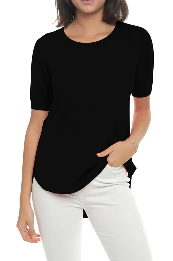 100% Cashmere Short Sleeve Crew Neck Tunic