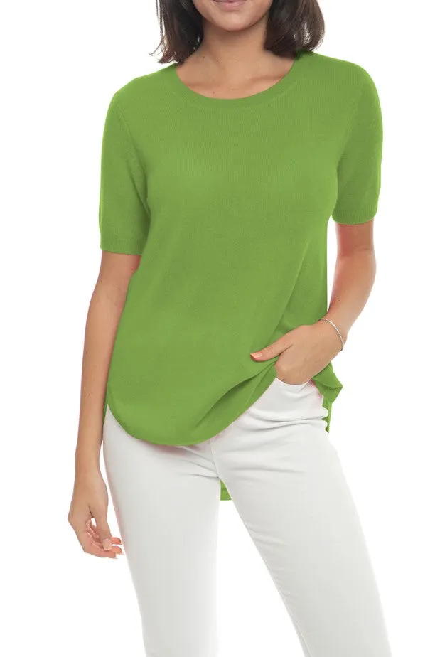 100% Cashmere Short Sleeve Crew Neck Tunic