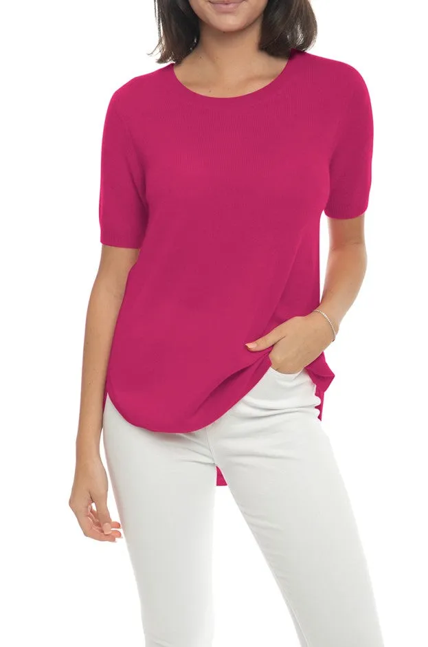 100% Cashmere Short Sleeve Crew Neck Tunic