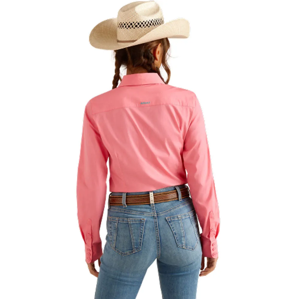 10048752 Ariat Women's Team Kirby Stretch Long Sleeve Shirt - Camellia Rose