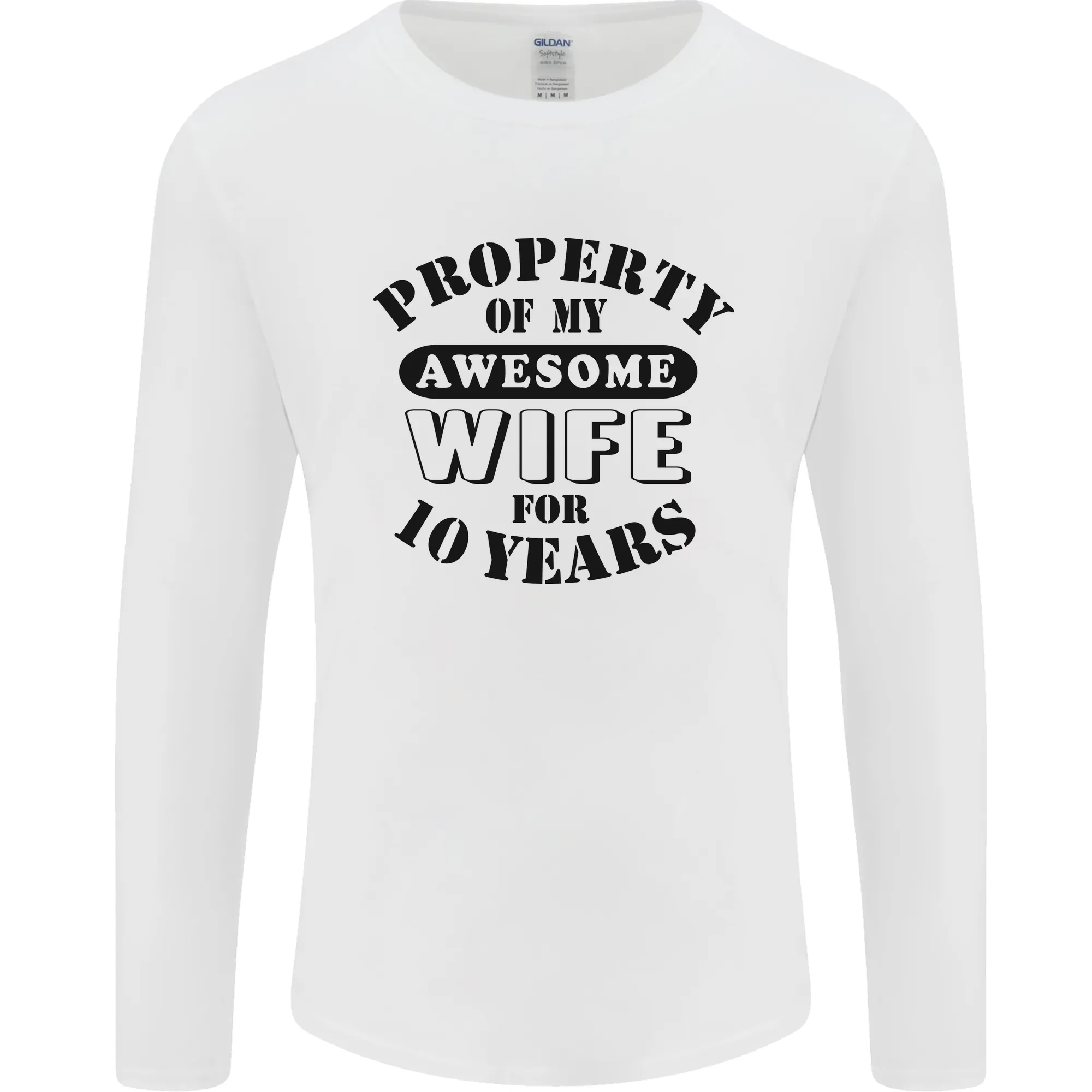 10th Wedding Anniversary 10 Year Funny Wife Mens Long Sleeve T-Shirt