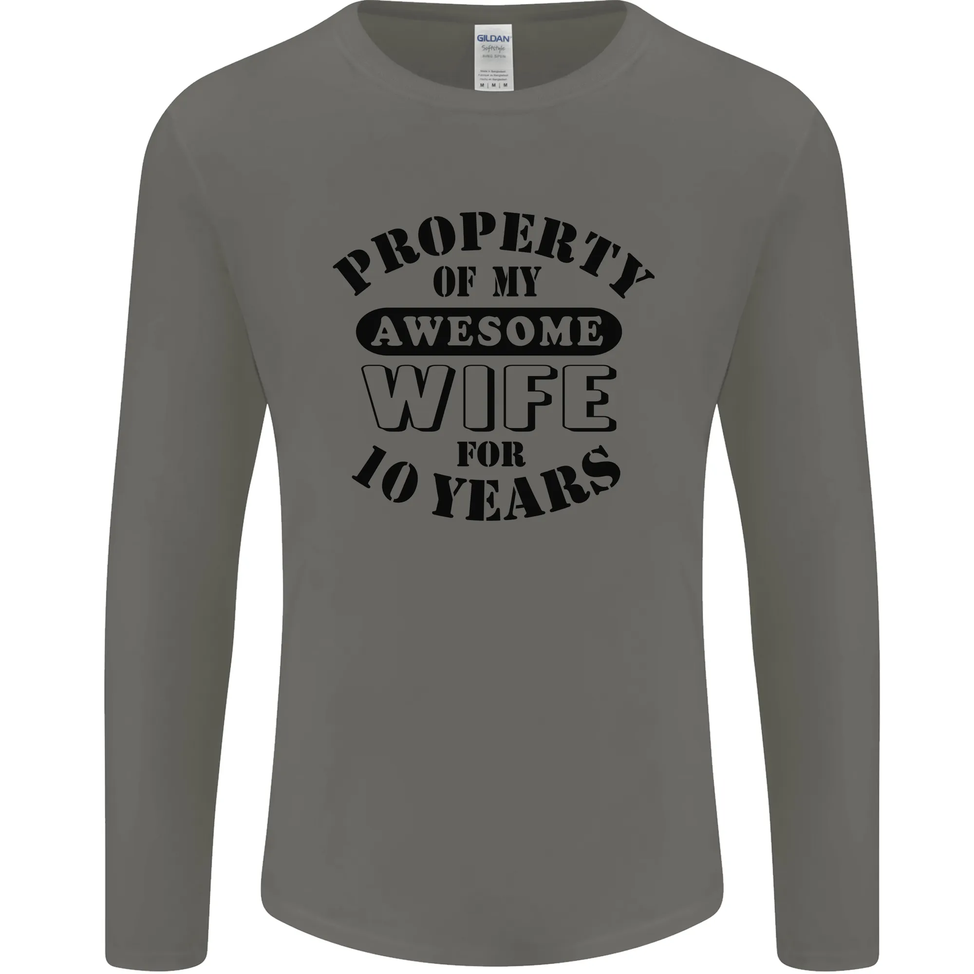 10th Wedding Anniversary 10 Year Funny Wife Mens Long Sleeve T-Shirt