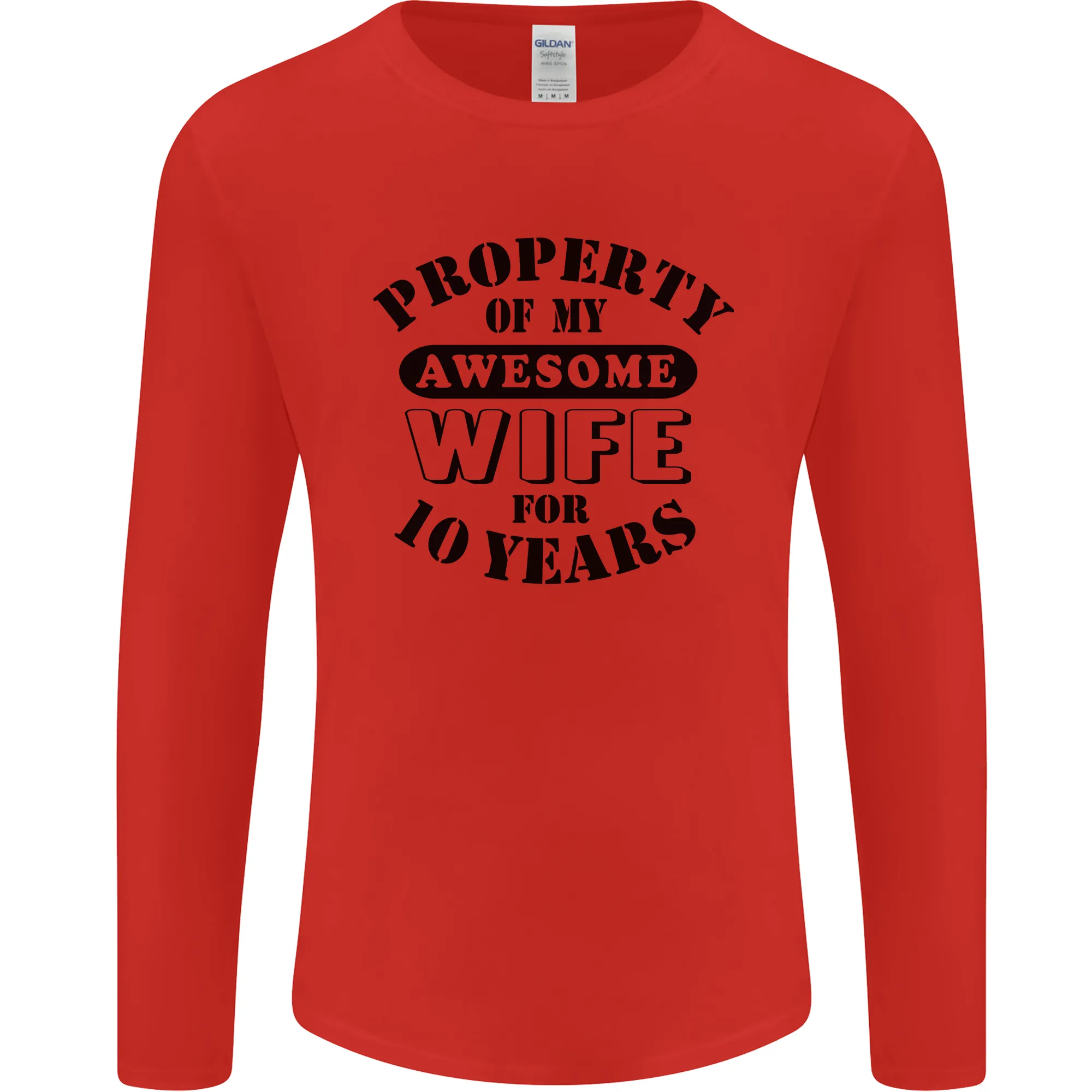 10th Wedding Anniversary 10 Year Funny Wife Mens Long Sleeve T-Shirt