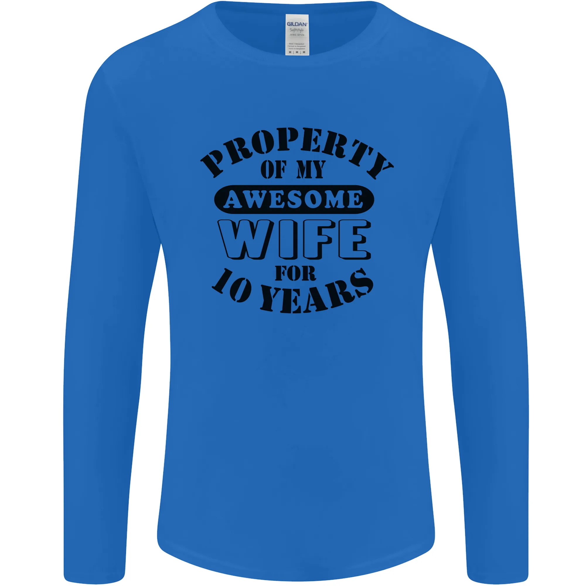 10th Wedding Anniversary 10 Year Funny Wife Mens Long Sleeve T-Shirt