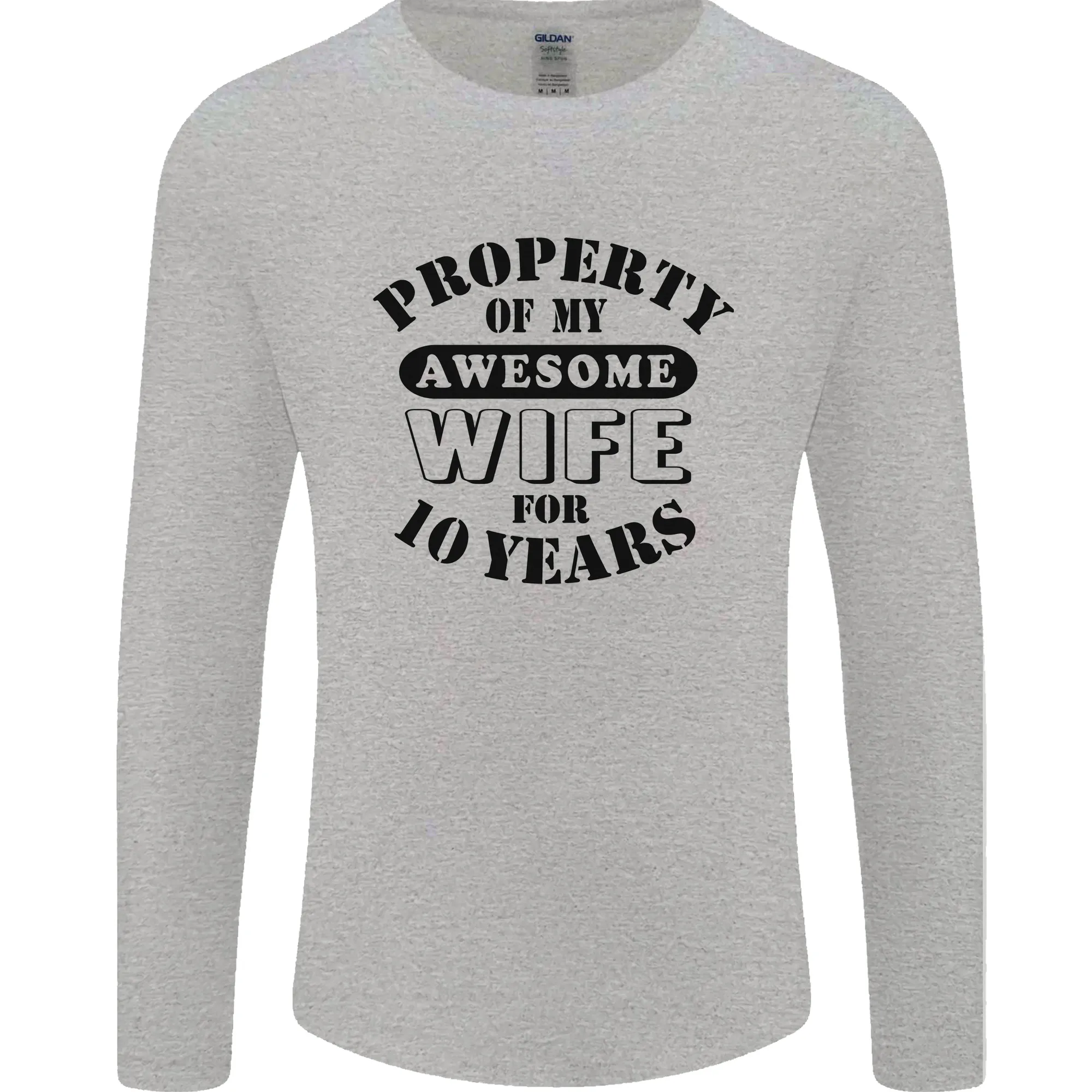 10th Wedding Anniversary 10 Year Funny Wife Mens Long Sleeve T-Shirt