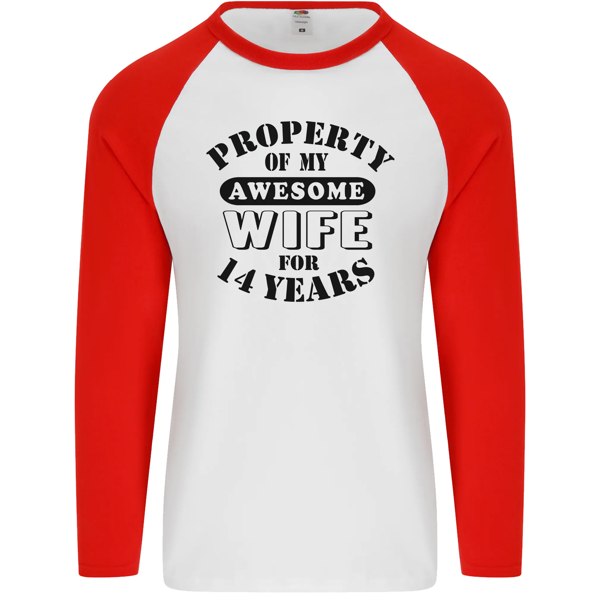 14th Wedding Anniversary 14 Year Funny Wife Mens L/S Baseball T-Shirt