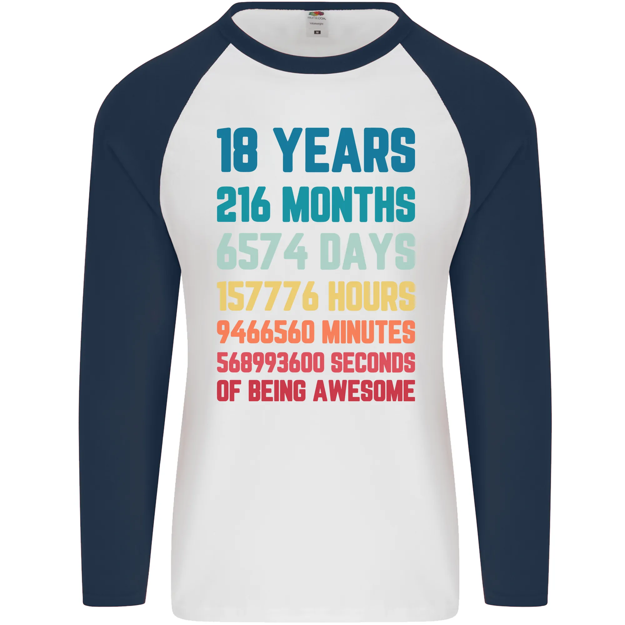 18th Birthday 18 Year Old Mens L/S Baseball T-Shirt