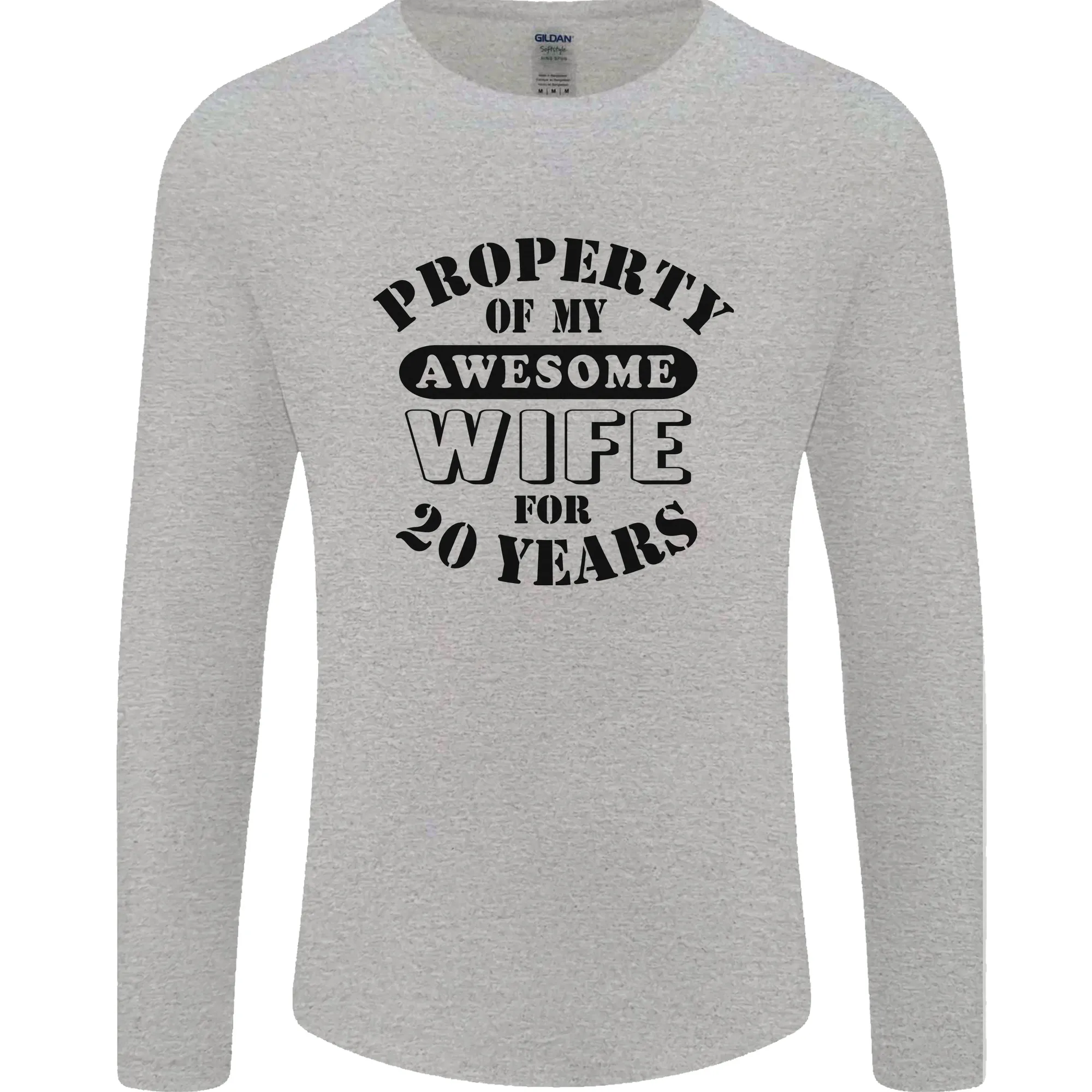 20th Wedding Anniversary 20 Year Funny Wife Mens Long Sleeve T-Shirt