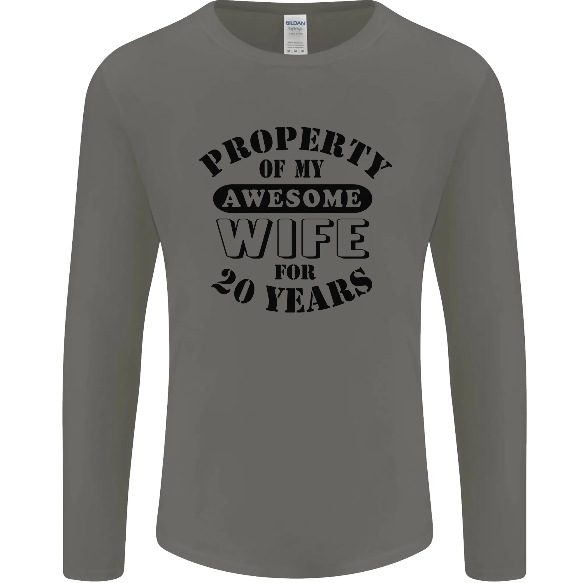 20th Wedding Anniversary 20 Year Funny Wife Mens Long Sleeve T-Shirt