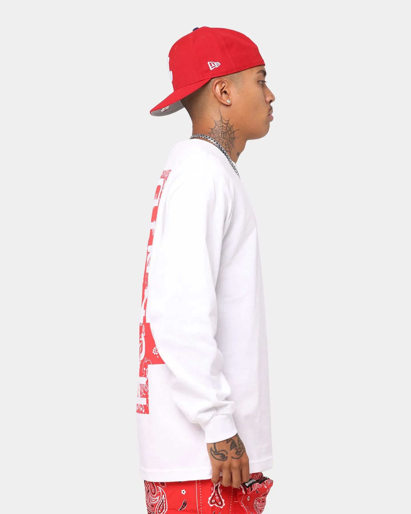 4HUNNID 4 Logo Paisley Long Sleeve T-Shirt White