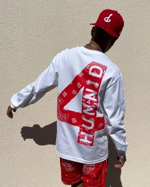 4HUNNID 4 Logo Paisley Long Sleeve T-Shirt White