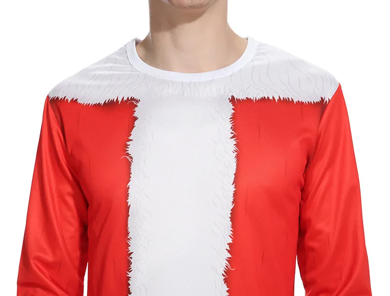 able Men's Round Neck Santa Claus Costume Printed Long Sleeve T-Shirt