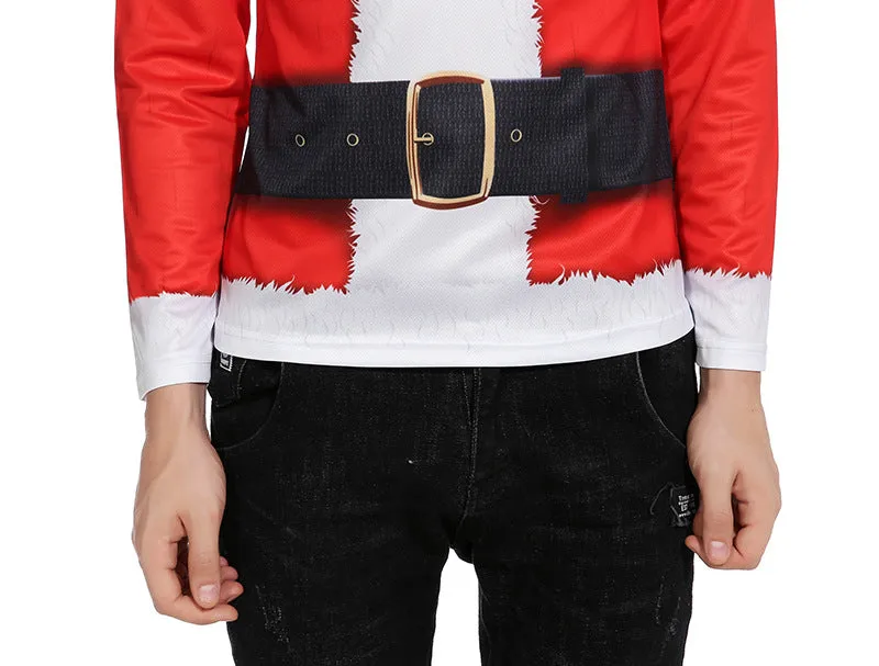 able Men's Round Neck Santa Claus Costume Printed Long Sleeve T-Shirt