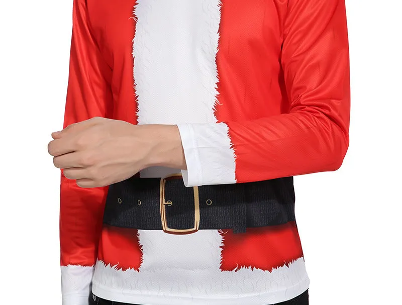 able Men's Round Neck Santa Claus Costume Printed Long Sleeve T-Shirt