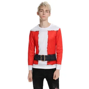 able Men's Round Neck Santa Claus Costume Printed Long Sleeve T-Shirt