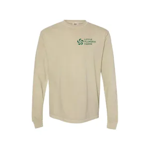 Adult Long Sleeve T-Shirt: Little Plumeria Farms Logo (Khaki)