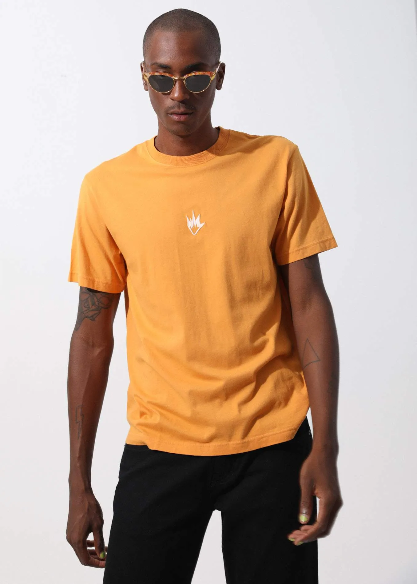 Afends Mens Flame Logo - Retro Fit Tee - Yam