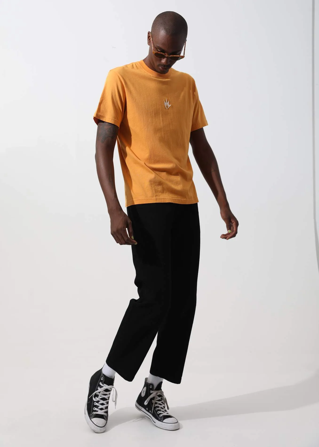 Afends Mens Flame Logo - Retro Fit Tee - Yam