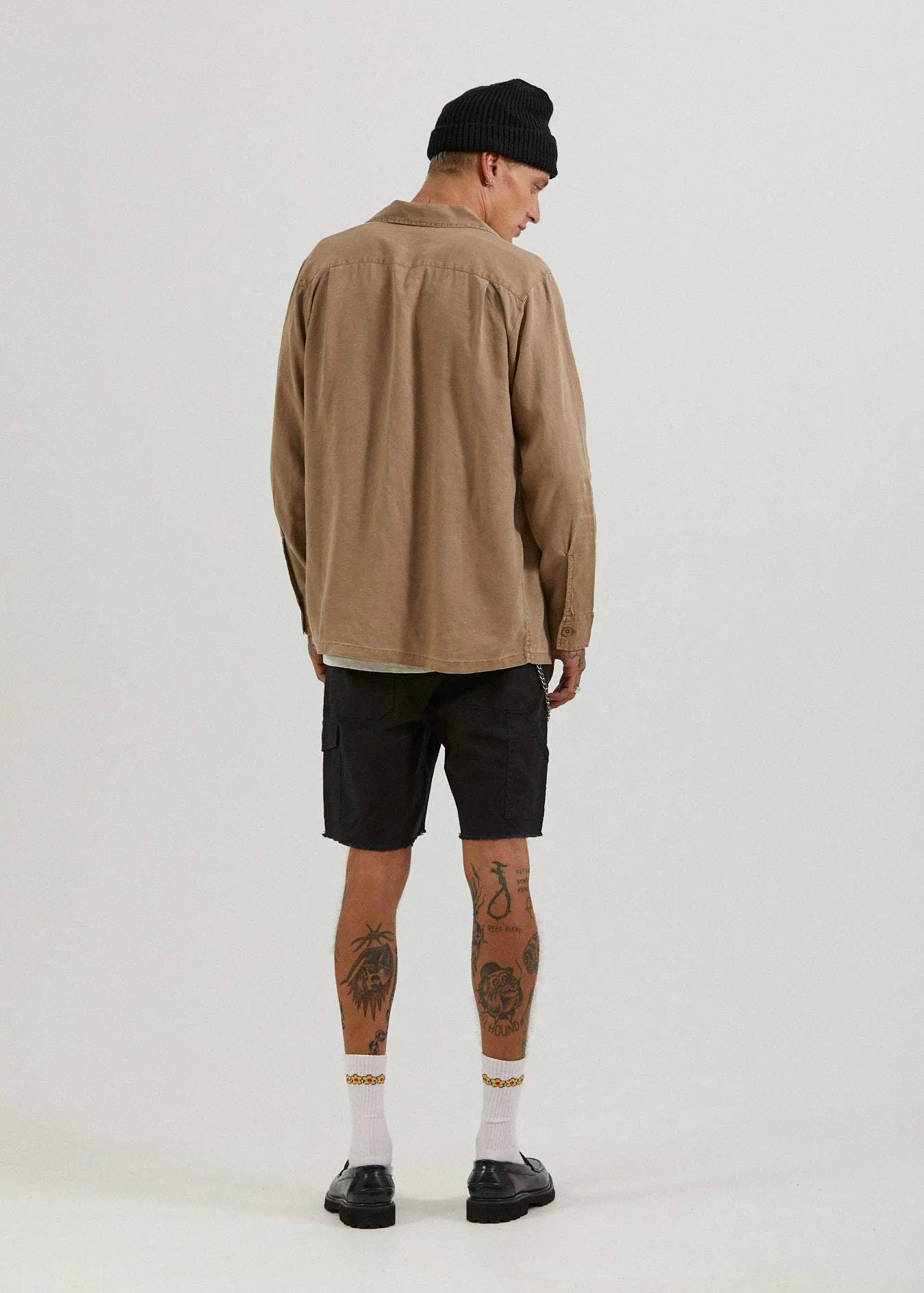 Afends Mens Mota - Hemp Long Sleeve Shirt - Sand