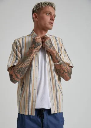 Afends Mens Motel - Short Sleeve Shirt - Moonbeam