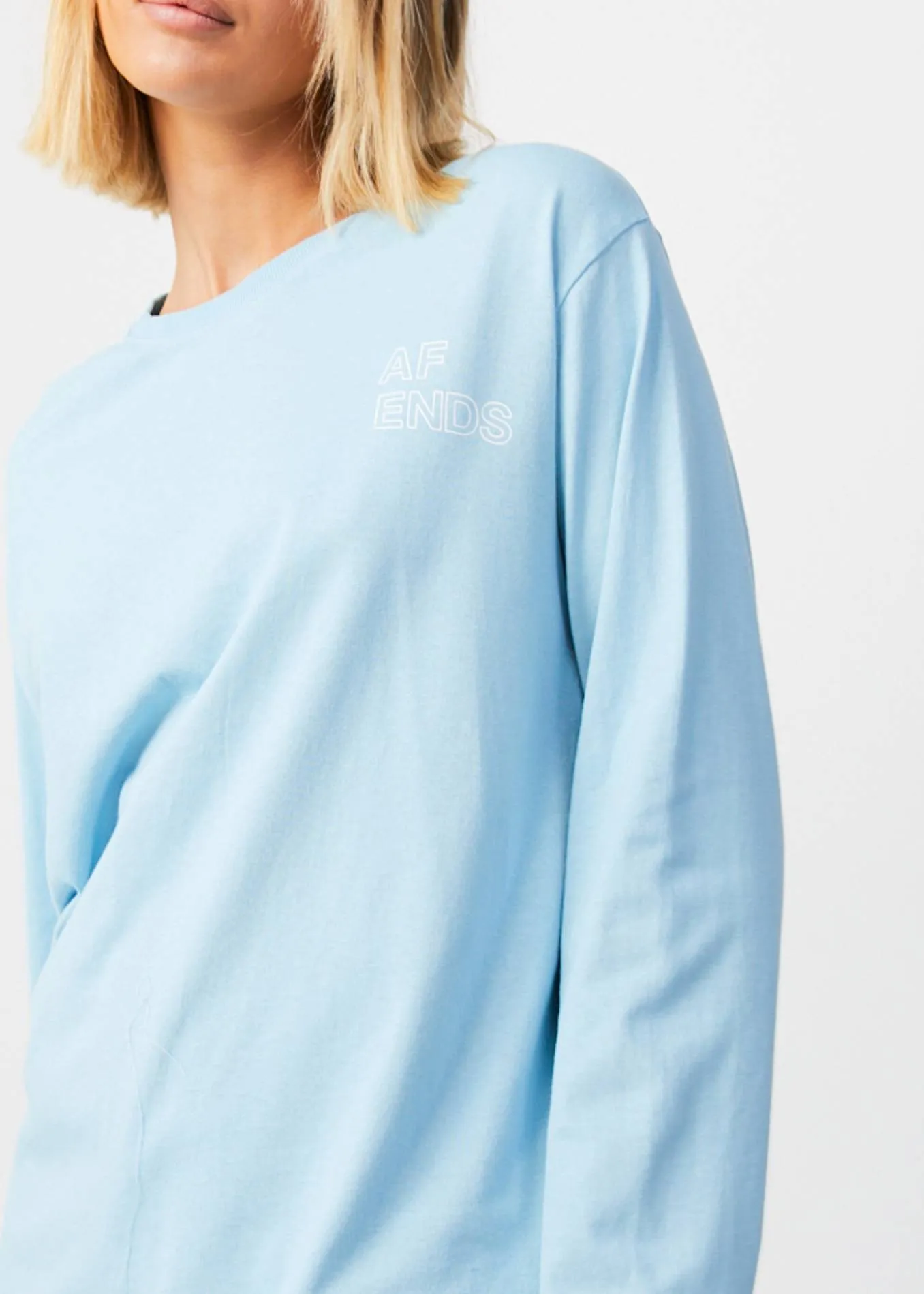 AFENDS Unisex Conditional - Unisex Oversized Long Sleeve T-Shirt - Sky Blue