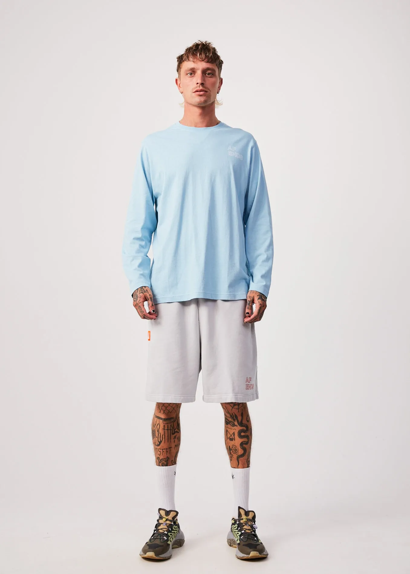 AFENDS Unisex Conditional - Unisex Oversized Long Sleeve T-Shirt - Sky Blue