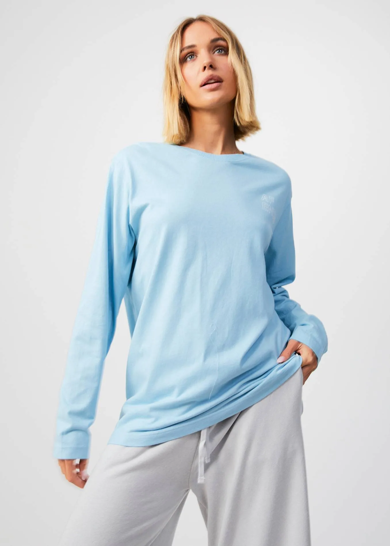 AFENDS Unisex Conditional - Unisex Oversized Long Sleeve T-Shirt - Sky Blue