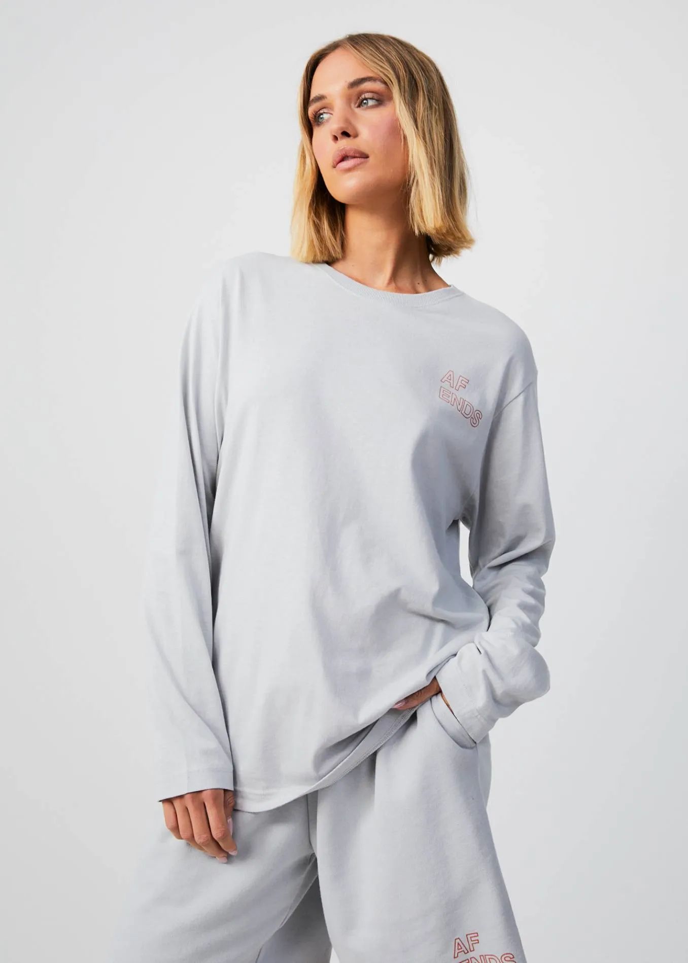 AFENDS Unisex Conditional - Unisex Oversized Long Sleeve T-Shirt - Smoke