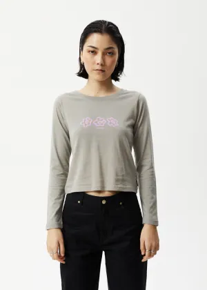 AFENDS Womens Lily - Long Sleeve Graphic T-Shirt - Olive