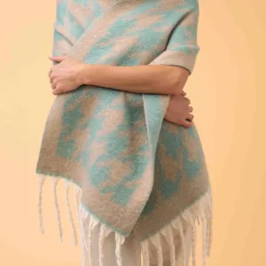 Aqua & Taupe Harper Cosy Scarf {clearance}