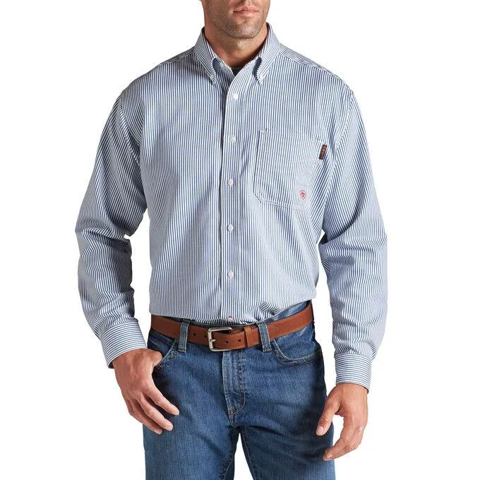 Ariat Fr Basic Work Shirt - Men's - Bold Blue Stripe and Blue Multi