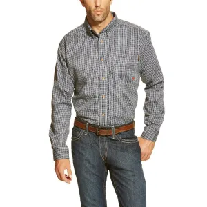 Ariat Men's Flame-Resistant Button Down Blue Multi Work Shirt