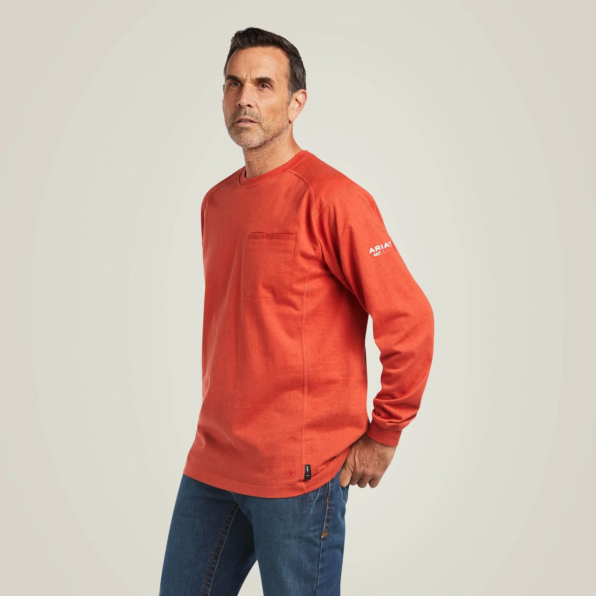 Ariat Men's FR Air Crew Long Sleeve T-Shirt - Volcanic Heather