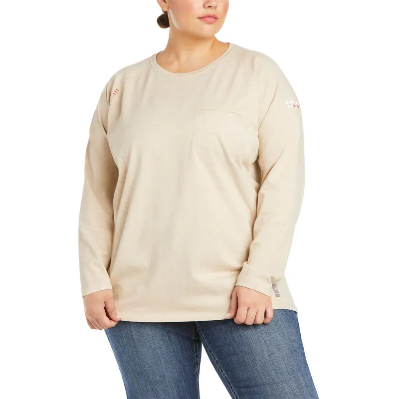 ARIAT Women's FR Air Crew Long Sleeve T-Shirt - Sand