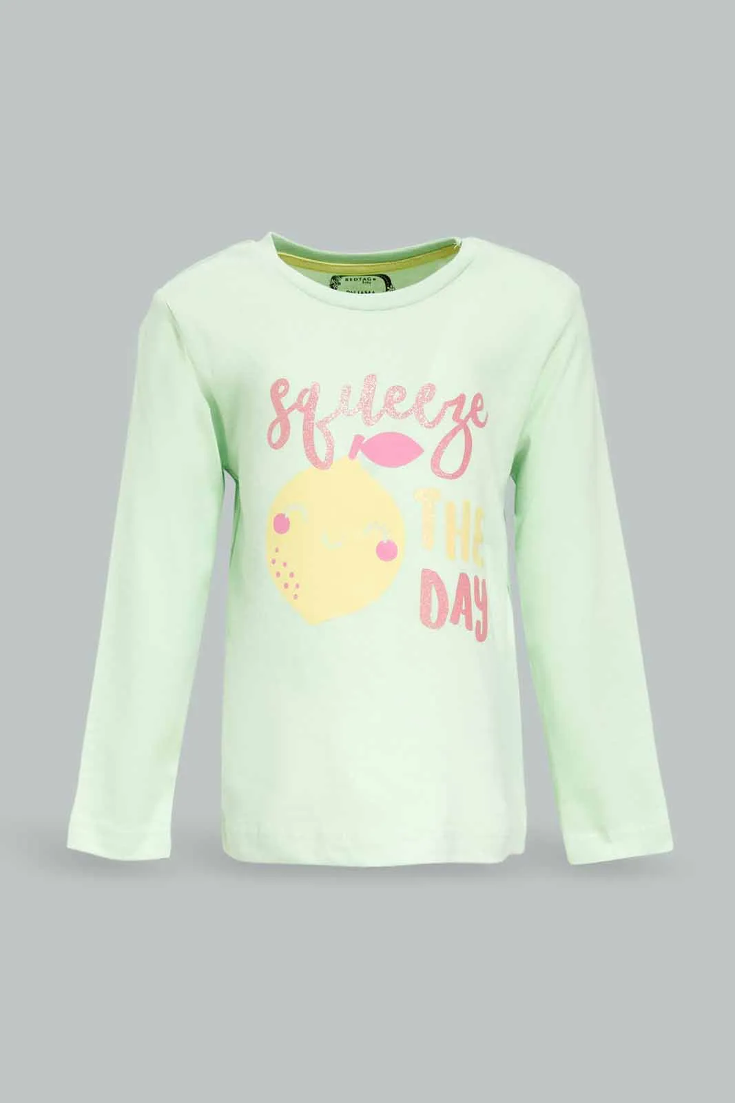 Baby Girls Mint And Yellow Printed Pyjama Set (2 Piece)