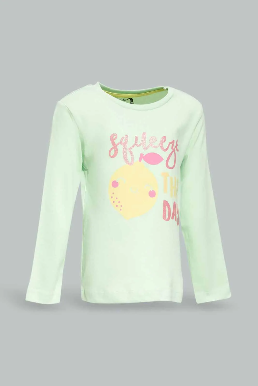 Baby Girls Mint And Yellow Printed Pyjama Set (2 Piece)