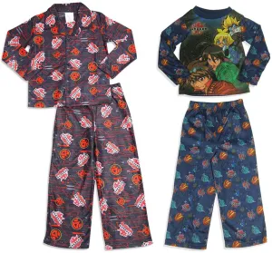 Bakugan Boys Long Sleeve Flame Resistant 2 Piece Sleepwear Lounge Pajama Set, 23805