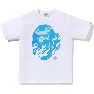 Bape Flame Ape Head White Blue Tee