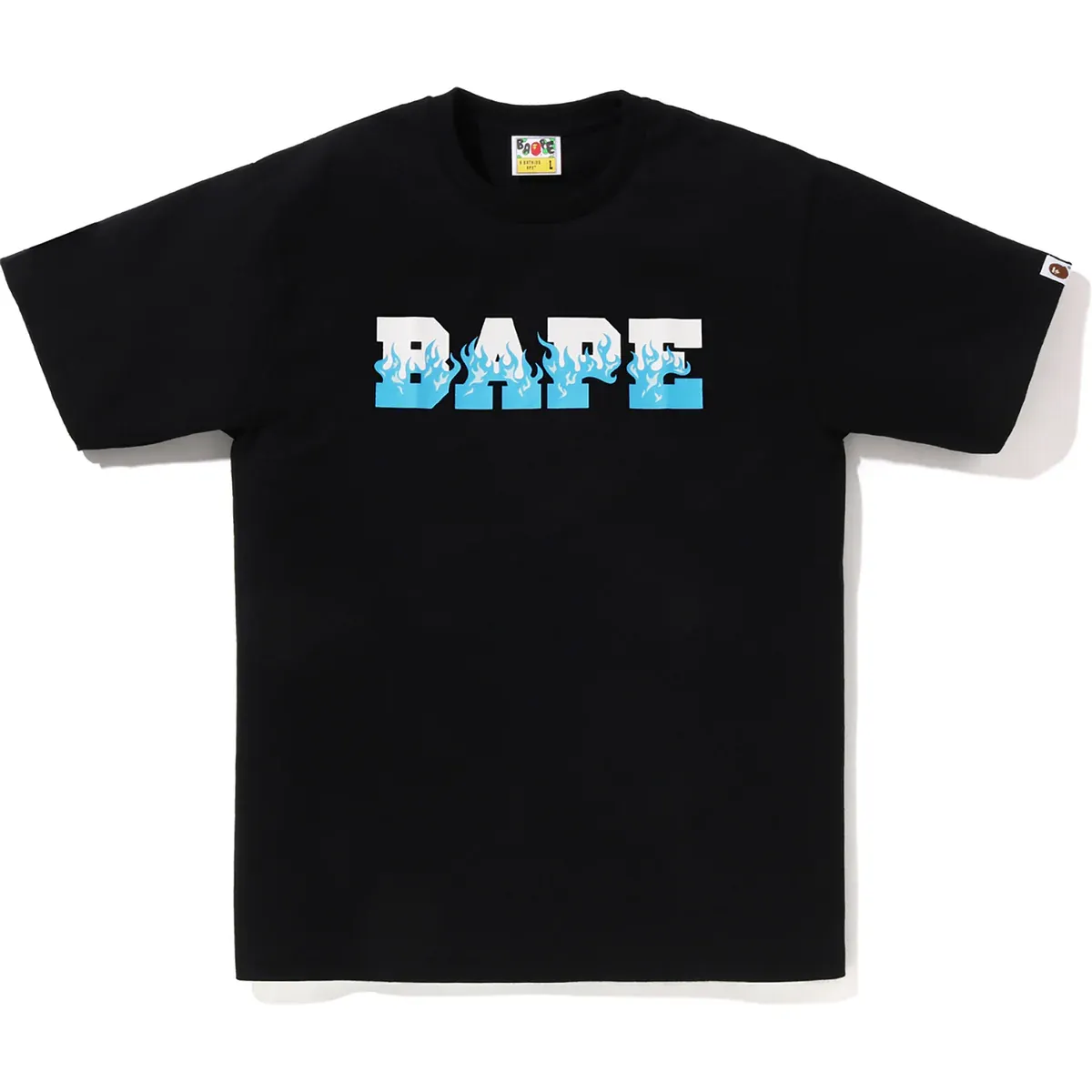 Bape Flame Bape Logo Black Blue Tee