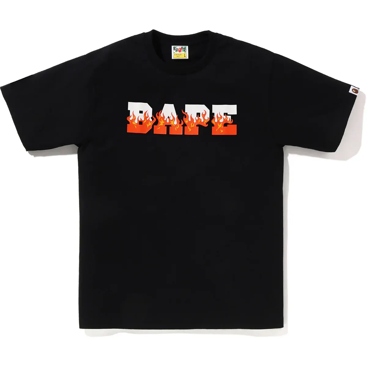 Bape Flame Bape Logo Black Red Tee