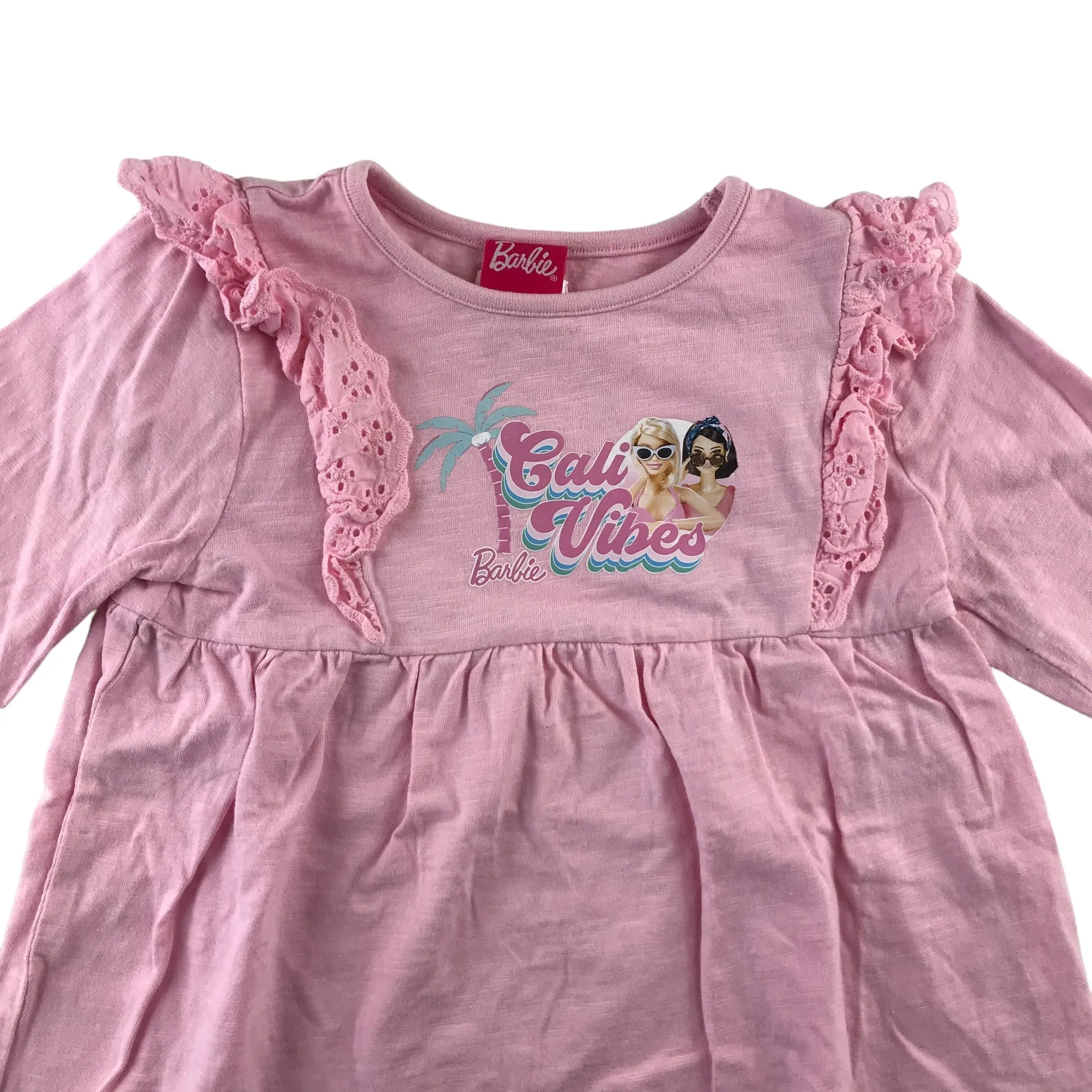 Barbie t-shirt age 5-6 pink long sleeve Cali Vibes cotton