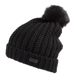 Barbour Hats Saltburn Faux Fur Pom Bobble Hat - Black