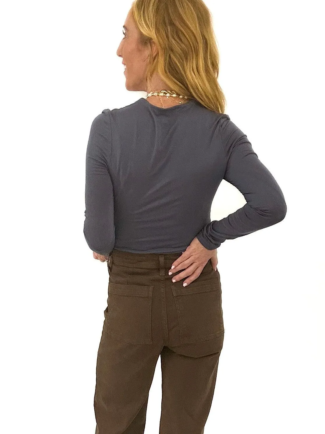 Basic Long Sleeve Slate Blue Top