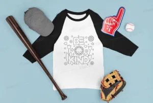 Be Kind Baseball Short/Long Sleeve T-Shirt DIY Coloring T-shirt,Paintable with Fabric markers,Cute Valentine Tee Gifts,Gifts for Him/her