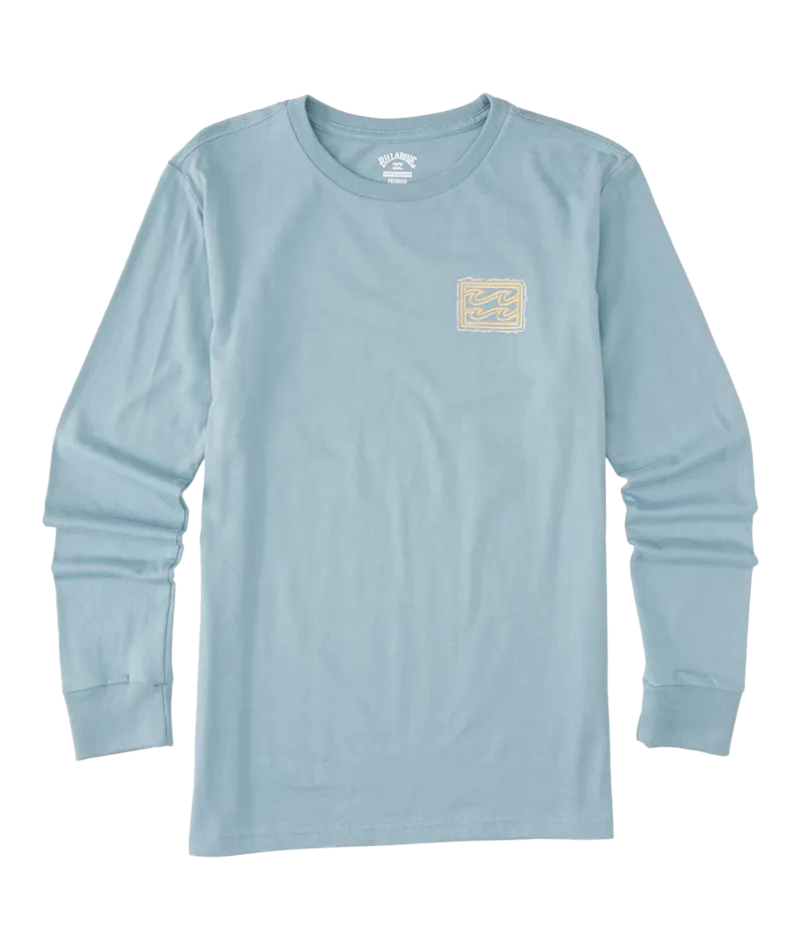 Billabong Boy's Crayon Wave L/S Tee-Washed Blue