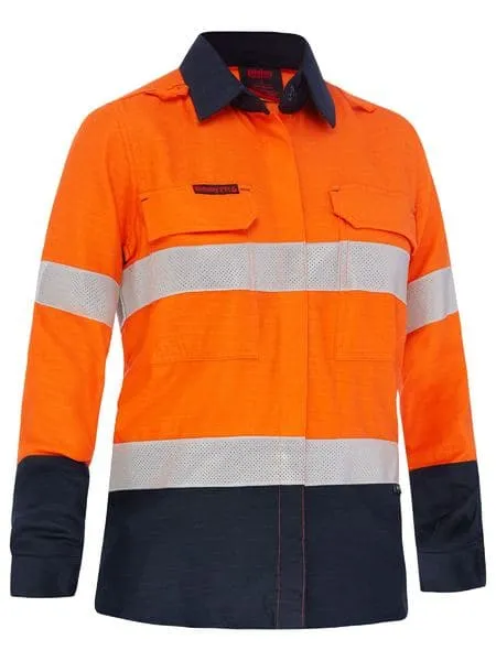 Bisley Apex 160 Women's Taped Hi Vis FR Vented Shirt BL8338T