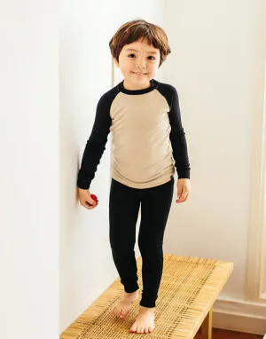 Black & Beige Modal Raglan Long Sleeve Pajama