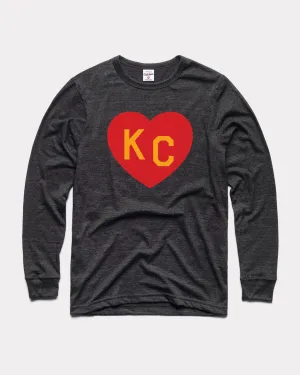 Black & Red Arrowhead KC Heart Vintage Long Sleeve T-Shirt