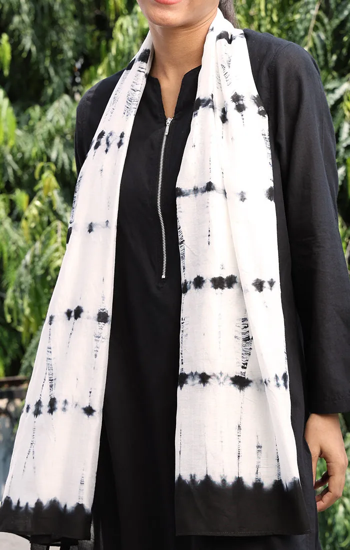 Black Handspun handwoven Muslin Kurta with Pants and Stole