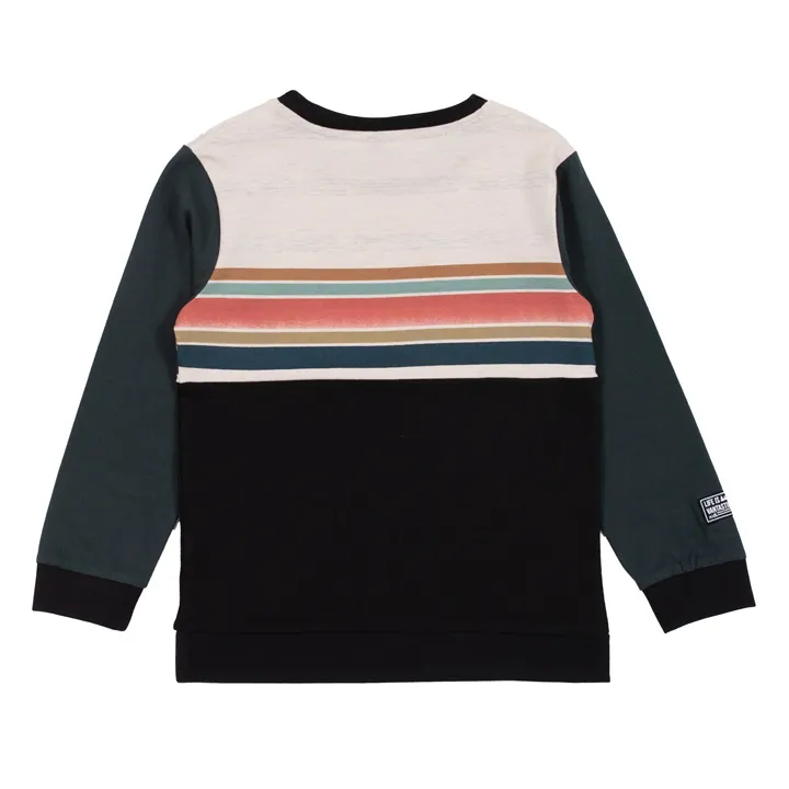 Black Noruk Boys Stripe Long Sleeve Tee - Select Size